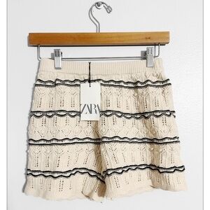 Zara New! Crochet Knit Boho Island Shorts
